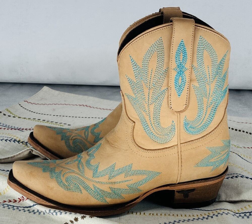 Lane LEXINGTON Womens Sand and Stream Cowboy Bootie Western Cowgirl Boots 6 1/2